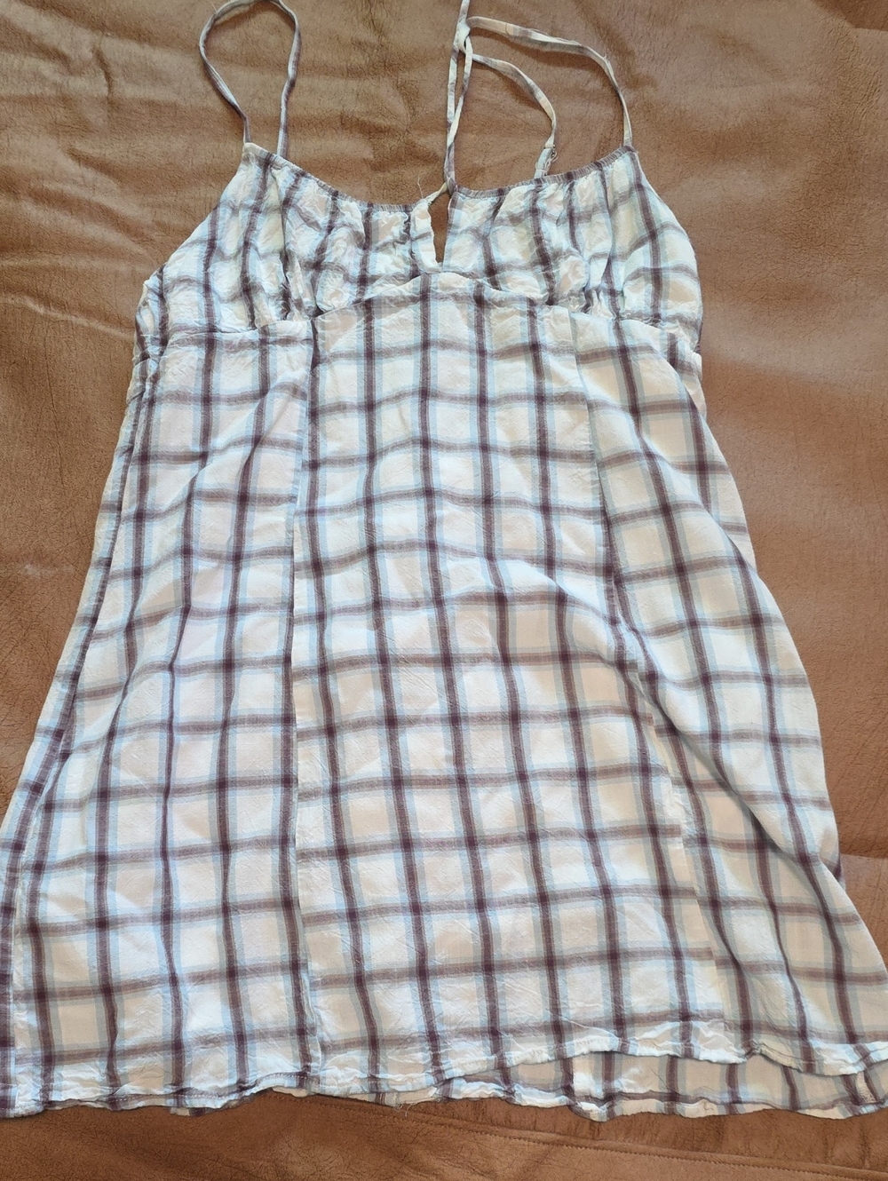 Aeropostale White Dress with Lavender-Gray Plaid